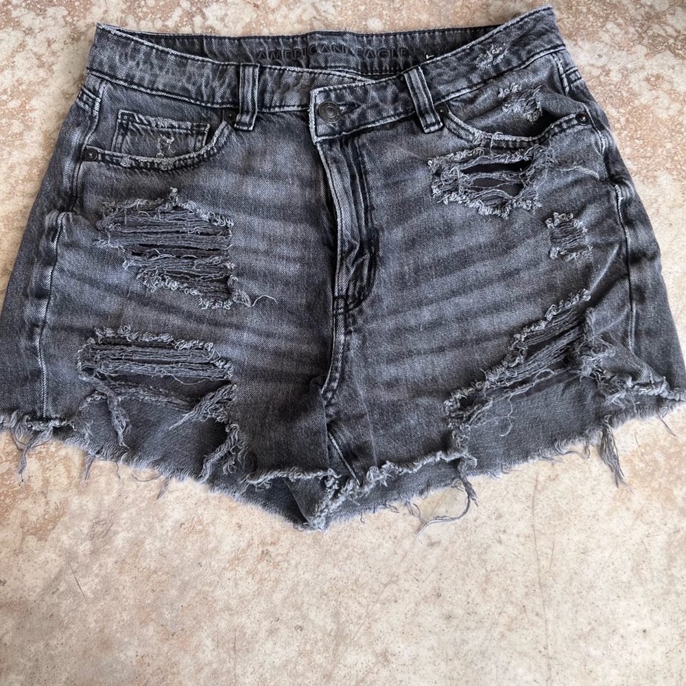 Distressed black Denim Shorts